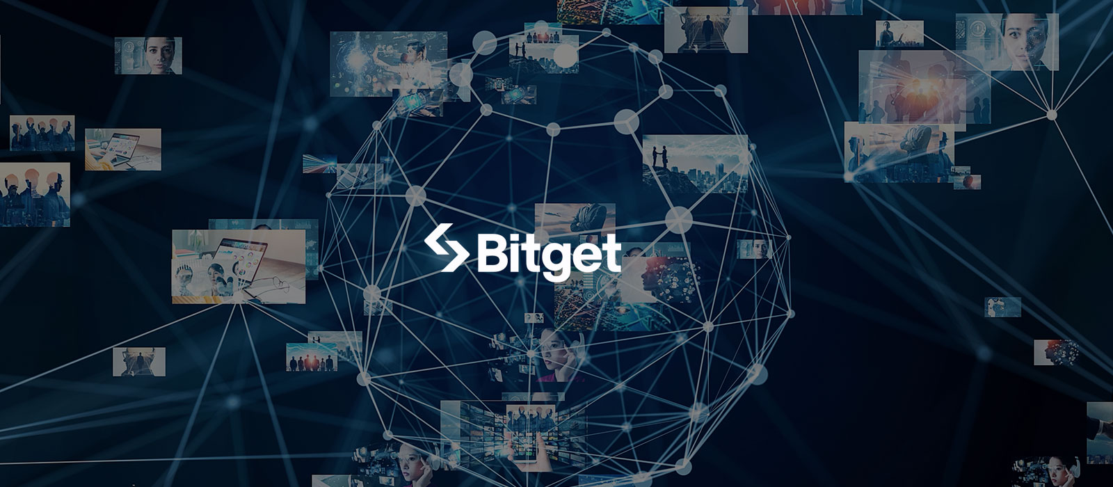 グローバルネットワークとbitgetのロゴ