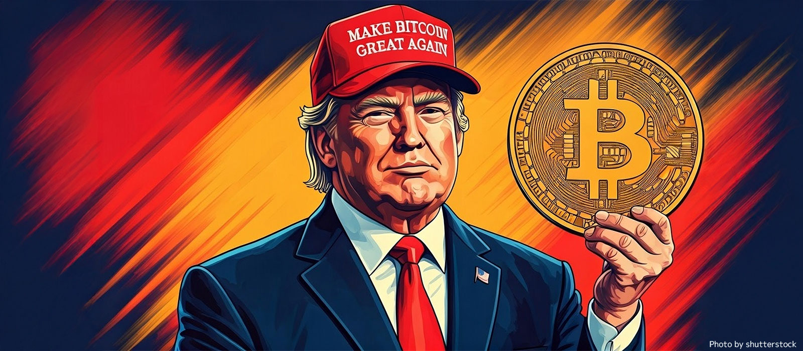 BTCを持つトランプ大統領のイラスト