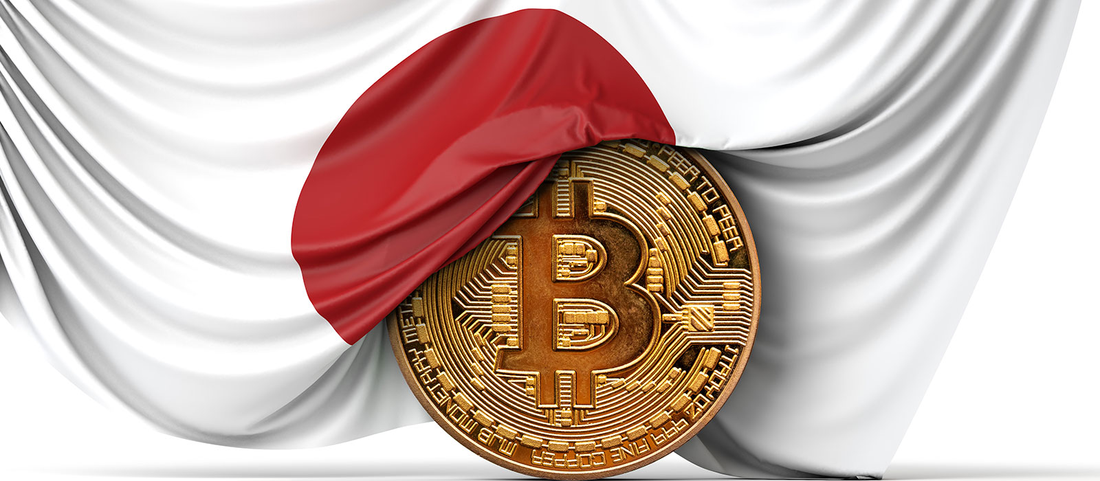 日本の国旗とビットコインのイメージ