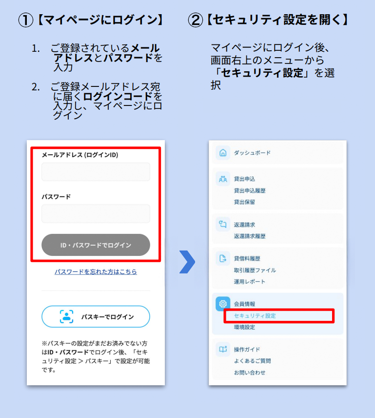 パスキー認証の設定方法1