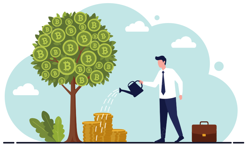 暗号資産をコツコツと育んでいるイメージ