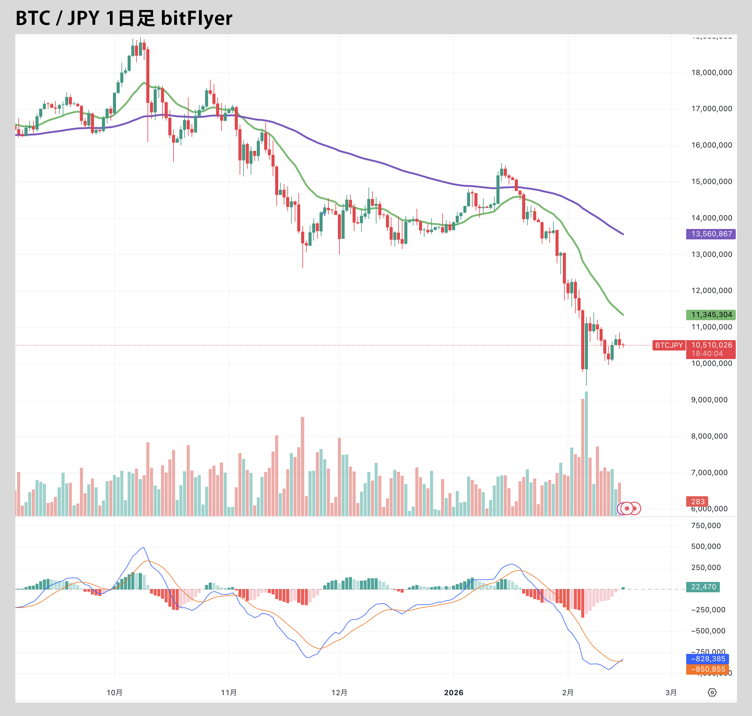BTC / JPY 1日足 bitFlyer